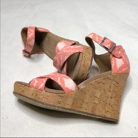 Toms Sienna pink canvas cork wedge sandals 8.5 - Picture 13 of 13